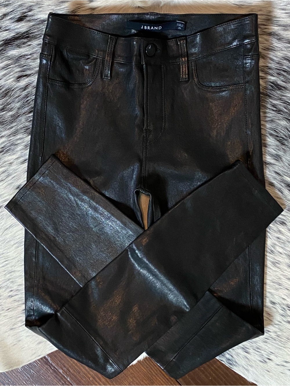 J BRAND L8001 MID-RISE LEATHER LEGGING, SZ 25 NOIR BLACK